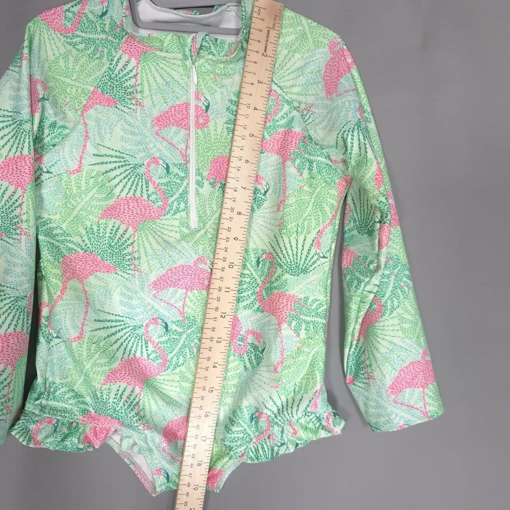 KENNY FLOWERS Kiddy Flowers Swimsuit Girls 10 Kids Long Sleeve UPF 50+ Flamingos